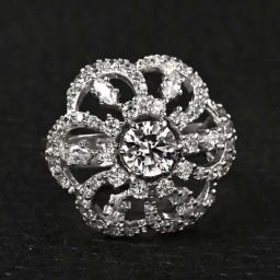 Clara 92.5 Sterling Silver Rhodium Plated Dome Adjustable Cocktail Ring Jewellery for Women-image-83