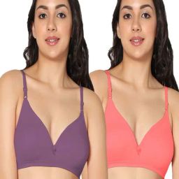 IN CARE Purple & Pink Cotton T-Shirt Bras - Pack Of 2-image-62