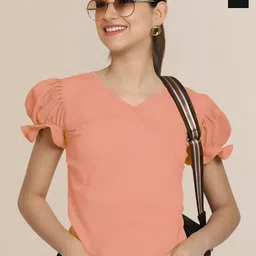 Mast & Harbour Women Pack of 2 Sweetheart Neck Puff Sleeves Peplum Top-picture-41