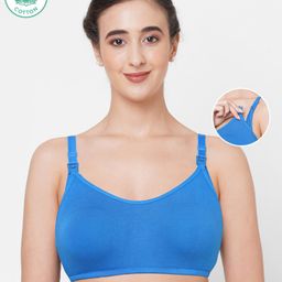 ECOMAMA Organic Cotton & Bamboo Antimicrobial Sleeping/Feeding Bra - Blue-image-87