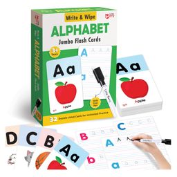 Little Berry Alphabet Write and Wipe Jumbo Activity Flash Cards 32 Cards - Multicolour-0