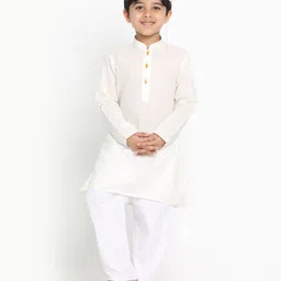 JBN Creation Eid Special Full Sleeves Solid  Kurta Patiala With Cap Set - Cream-picture-29