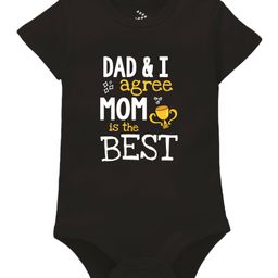 Zeezeezoo Mothers Day Theme Half Sleeves Dad & I Agree Mom Is the Best Printed Onesie - Black-image-26