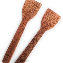 Thenga Coconut Wood Spatula for Cooking Non Stick Kitchen Utensil Set Of 2 - Brown-20