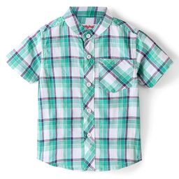 Babyhug Cotton Woven Half Sleeves Checked Shirt - Green-image-25