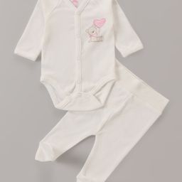I Bears Cotton Interlock Full Sleeves Bunny Printed Oneise with Bootie Leggings - Off White-image-53