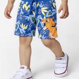 Babyhug Disney Cotton Terry Knit Knee Length Shorts With Lion King Print - Blue-image-51