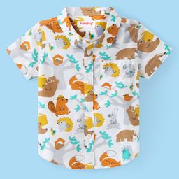 Babyhug Cotton Woven Half Sleeves Shirt Animal Print - Multicolour-image-42