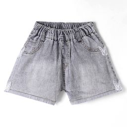Kookie Kids Solid Shorts with Butterfly Applique - Black-image-9