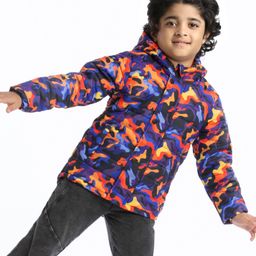 Babyhug Woven Full Sleeves Camouflage Print Padded Hooded Jacket- Blue & Orange-picture-27