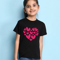 NUSYL Cotton Half Sleeves Heart Printed Tee - Black-picture-23
