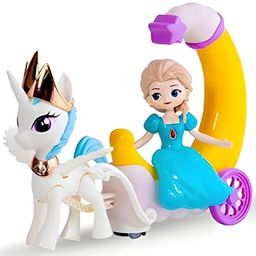 Negocio Princess Carriage with Lights Sounds Snow White Dolls Action Figure Toy Kids Gift- Pack of 1 - Color May Vary-16