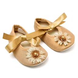 Daizy Cotton Floral Applique Detailed Booties - Golden-picture-12