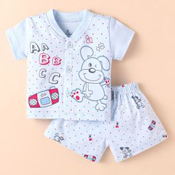Child World Interlock Knit Half Sleeves Shorts Night Suit With Animal & Polka Dot Print - Lavender-image-72