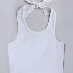 Taffykids Sleeveless Solid Crop Top - White-image-101