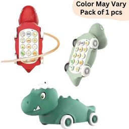 BitFeexDino Mobile phone Children Dinosaur Early Education Machine Mobile Phone Toy Early Education Device Letter Sounds Learning Toys-Color May Vary, Pack of 1 pcs-62