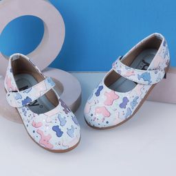 SHOES FOR JUNIORS Abstract Designed Mary Jane Ballerinas With Velcro Closure - Blue-image-82