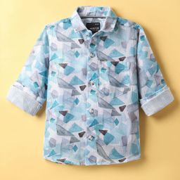 Noddy Full Sleeves Abstract Printed Shirt - Turquoise-image-61