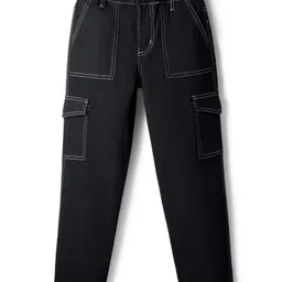 Pine Kids Denim Woven Full Length Washed Jeans - Black-picture-20
