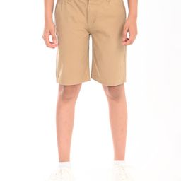 Zion Cotton Woven Solid Chino Shorts - Beige-image-5