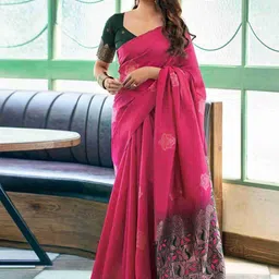 Sita Pink Silk Blend Woven Design Sarees-picture-49