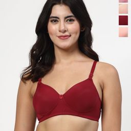 LILY dapyklis Women Pack Of 4 Full Coverage Lightly Padded Non Wired Regular T-shirt Bra-picture-11