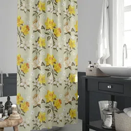 ArtzFolio Cream & Yellow Printed Waterproof Shower Curtain-16