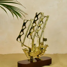 SOWPEACE Yellow & Brown Sail Ship Figurine Showpiece-image-72