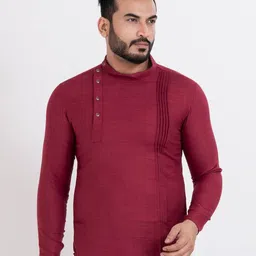 Sultan The King Of Kurta Band Collar Pleated Cotton Short Kurta-image-71