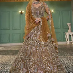 panchhi Floral Embroidered Sequinned Semi-Stitched Lehenga & Unstitched Blouse Set-picture-41