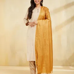 Fabindia Striped Tasselled Dupatta-image-55