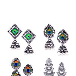 Sangria Silver-Plated Alloy Jhumkas-image-89