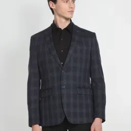 Arrow Blue Regular Fit Checks Blazer-picture-12