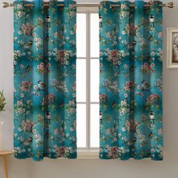 SPACES DRAPE STORY Digital Print Turquoise Green Polyester 5 ft Window Curtains - Set of 2-image-28