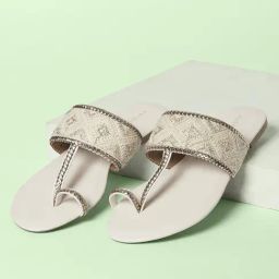 Forever Glam by Pantaloons Women's Off White Toe Ring Sandals-18