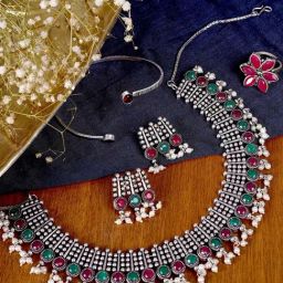 Teejh Pitara Collection Tishya Multi Colored Oxidized Jewellery Set-picture-1