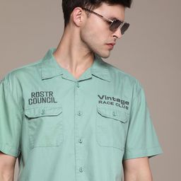 Roadster Men Embroidered Relaxed Cuban Collar Pure Cotton Casual Shirt-image-21