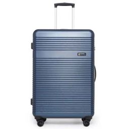 Swiss Military Pluto Navy Blue Striped Hard Small Trolley Bag - 35 cm-15