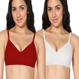 IN CARE Red & White Cotton T-Shirt Bras - Pack Of 2-image-74