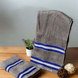 Nautica Vintage Crew Stripe Grey Cotton 500 GSM Super Soft Zero Twist Hand Towel - Set of 2-20