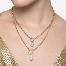 Zaveri Pearls Gold Tone 2 Layers Baroque Pearl Drop Necklace -ZPFK16390-67