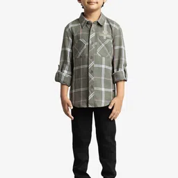 Ed-a-Mamma Boys Premium Opaque Checked Casual Shirt-image-91