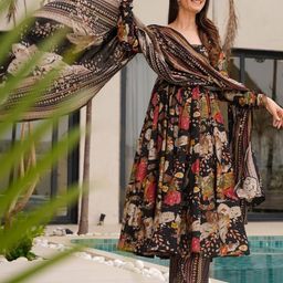 GoSriKi Women Floral Printed Regular Kurta with Palazzos & With Dupatta-picture-16