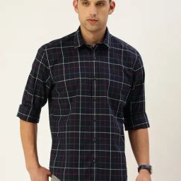Burnt Umber Blue Regular Fit Check Shirt-picture-47