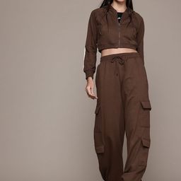 The Roadster Lifestyle Co. Crop Sweatshirt with Trousers Co-Ord Set-image-21
