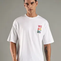 Mast & Harbour Typography Printed Round Neck Pure Cotton Oversized T-shirt-picture-17