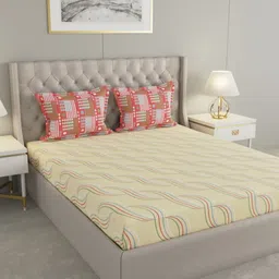 Raymond Home MYSTIQUE Brown Striped Printed Cotton 110 TC Queen Bedsheet Set 2.54 x 2.24m-image-54