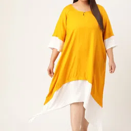theRebelinme Women Plus Size Colourblocked Keyhole Neck A-Line Midi Dress-picture-16