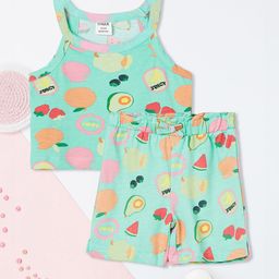 max Girls Printed Round Neck Pure Cotton Top With Shorts-image-62