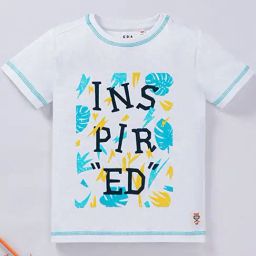 Ed-a-Mamma Kids White & Blue Cotton Printed T-Shirt-picture-13